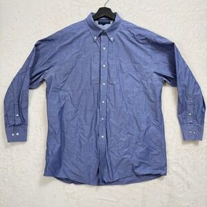 Tommy Hilfiger Button Down Shirt Mens 17 32/33 Blue Long Sleeve Classic Preppy